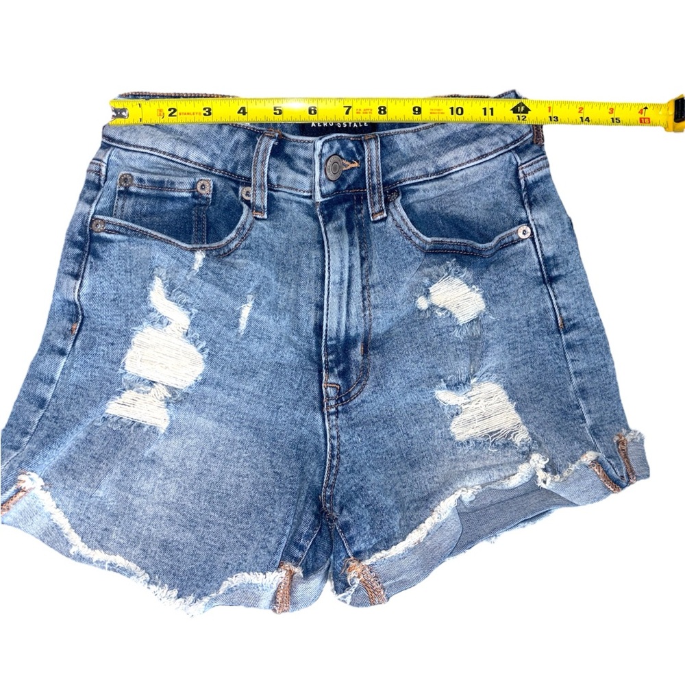 Aeropostale Curvy Mom High-Rise Distressed‎ Denim Shorts  Women’s Size 0 - Picture 4 of 7
